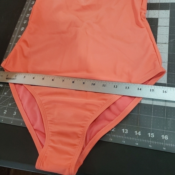 New Kona Sol Peach V-neck One Piece High Back Adjustable Straps Swimsuit Medium - Picture 8 of 11
